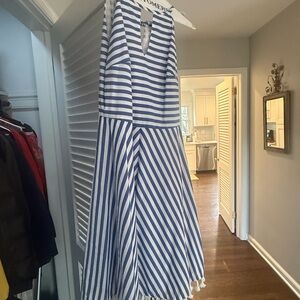 Letarte Blue and White Striped Midi Dress
